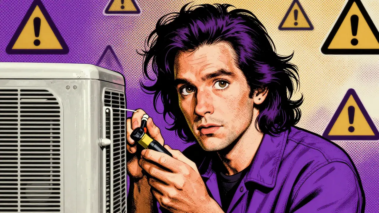 Fachmann führt Sicherheitstests an einem Heizofen durch.