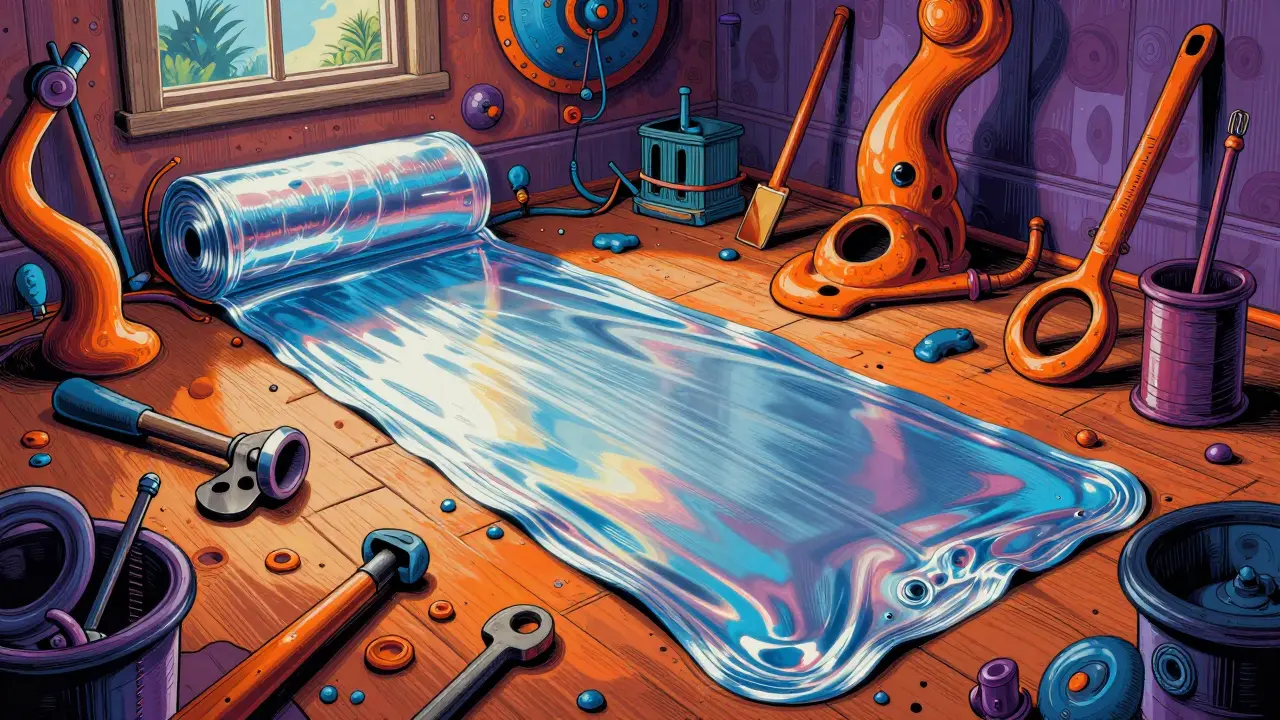 Bauliche Abdichtung einer Kellerplatte zum Schutz vor Radon.