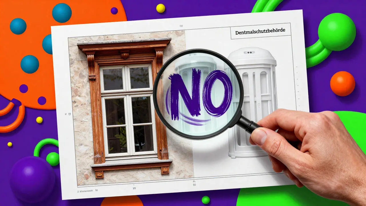 Eine riesige Lupe prüft eine Fensterzeichnung in einem surrealen Illustrationsstil.