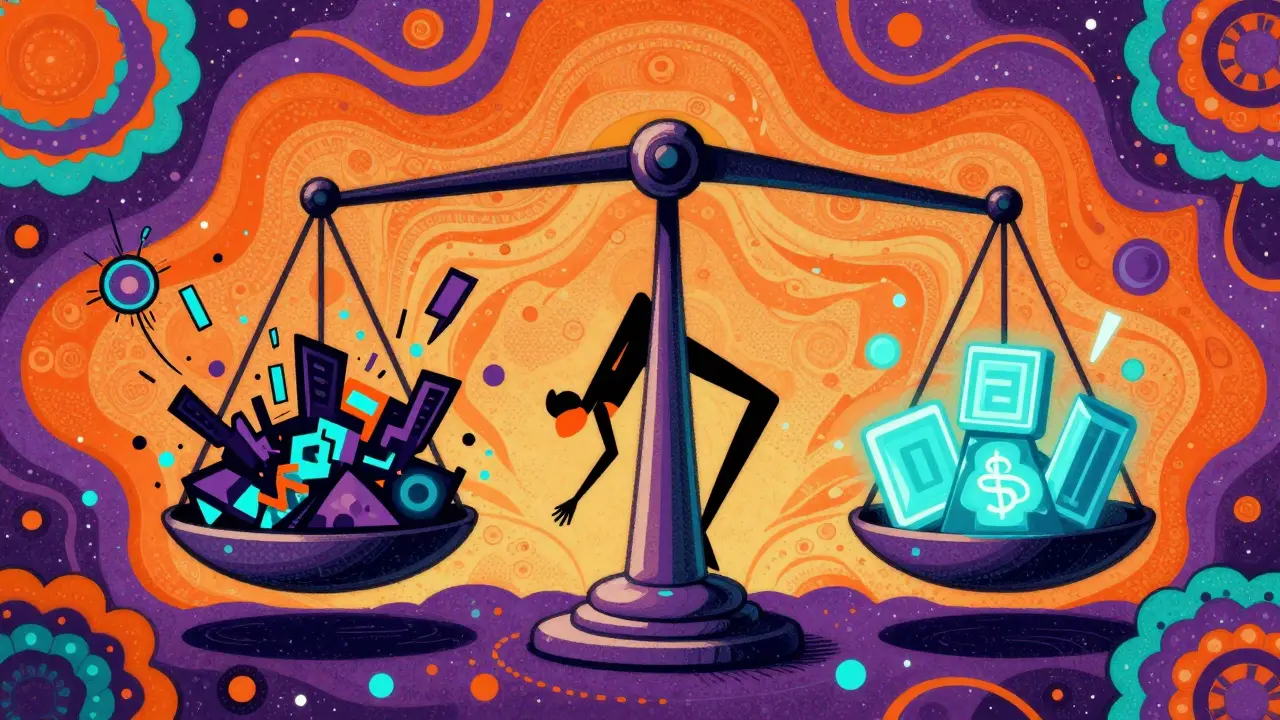 Abstrakte Waage, die das Ausbalancieren von Aktien und Anleihen im Portfolio darstellt.