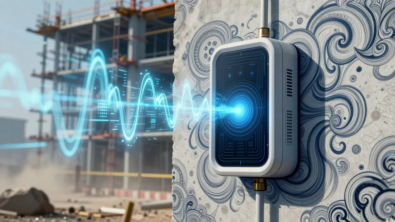 Luftqualitäts-Sensor an der Baustelle zur digitalen Überwachung