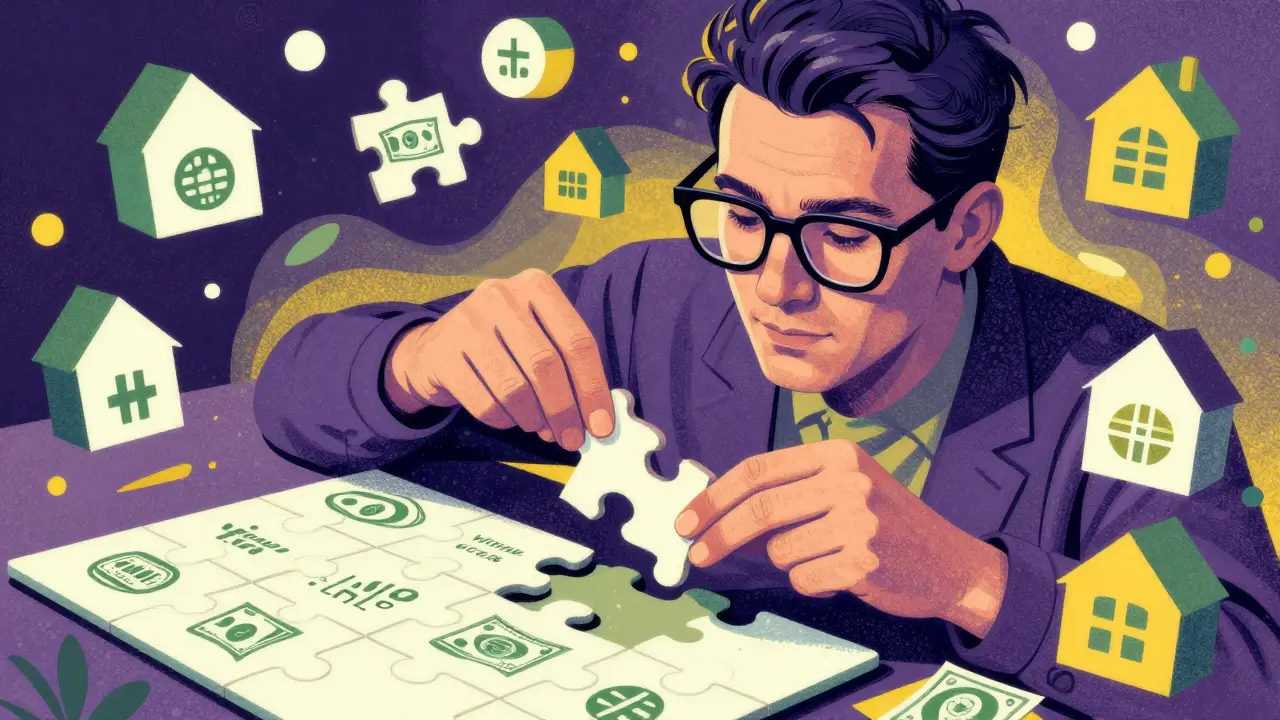 Person setzt ein Puzzle zusammen, das die Gesamtkosten einer Hypothek symbolisiert
