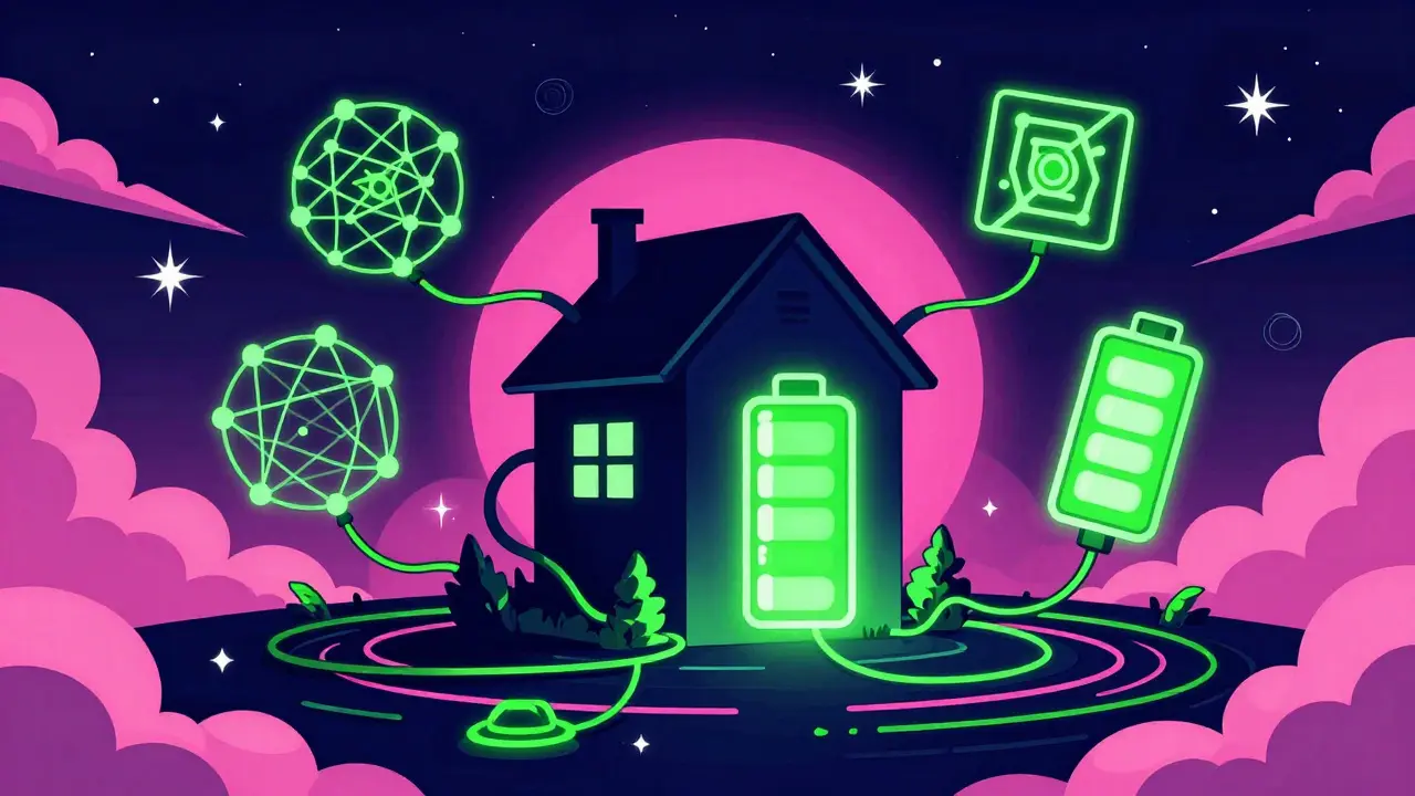 Abstrakte Darstellung von Smart-Home-Verbindung und Akkulaufzeit