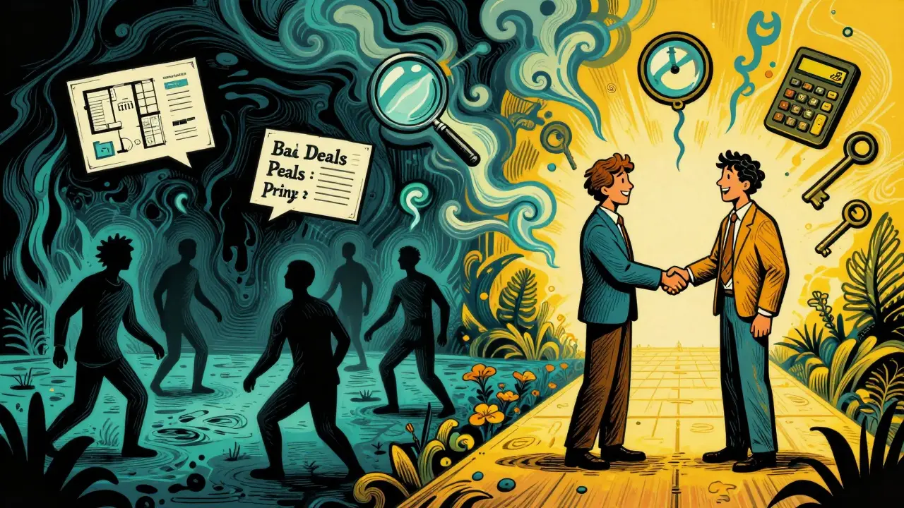 Konzeptillustration: Realistische Preisfindung und Verhandlung im Rick Griffin Stil