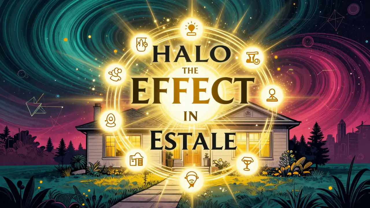 Künstlerische Darstellung des Halo-Effekts durch ein strahlendes Exposé