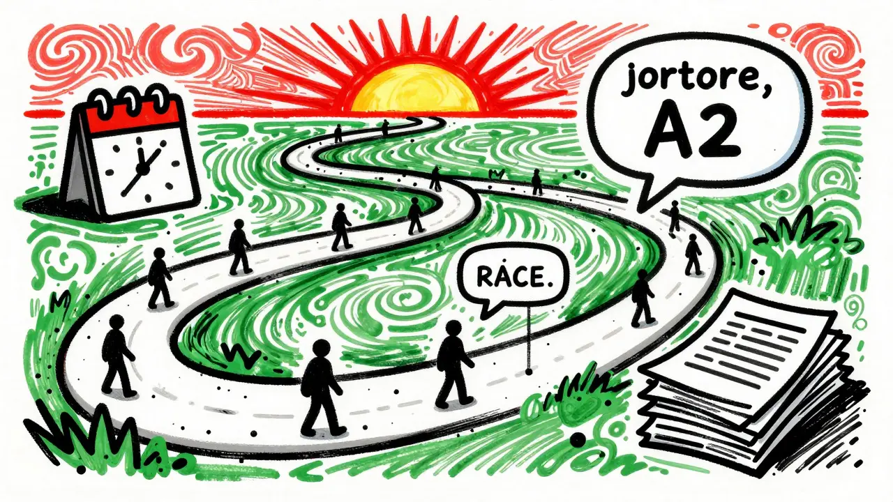 Symbolischer Weg zur Staatsbürgerschaft mit Hürden wie Sprache und Zeit