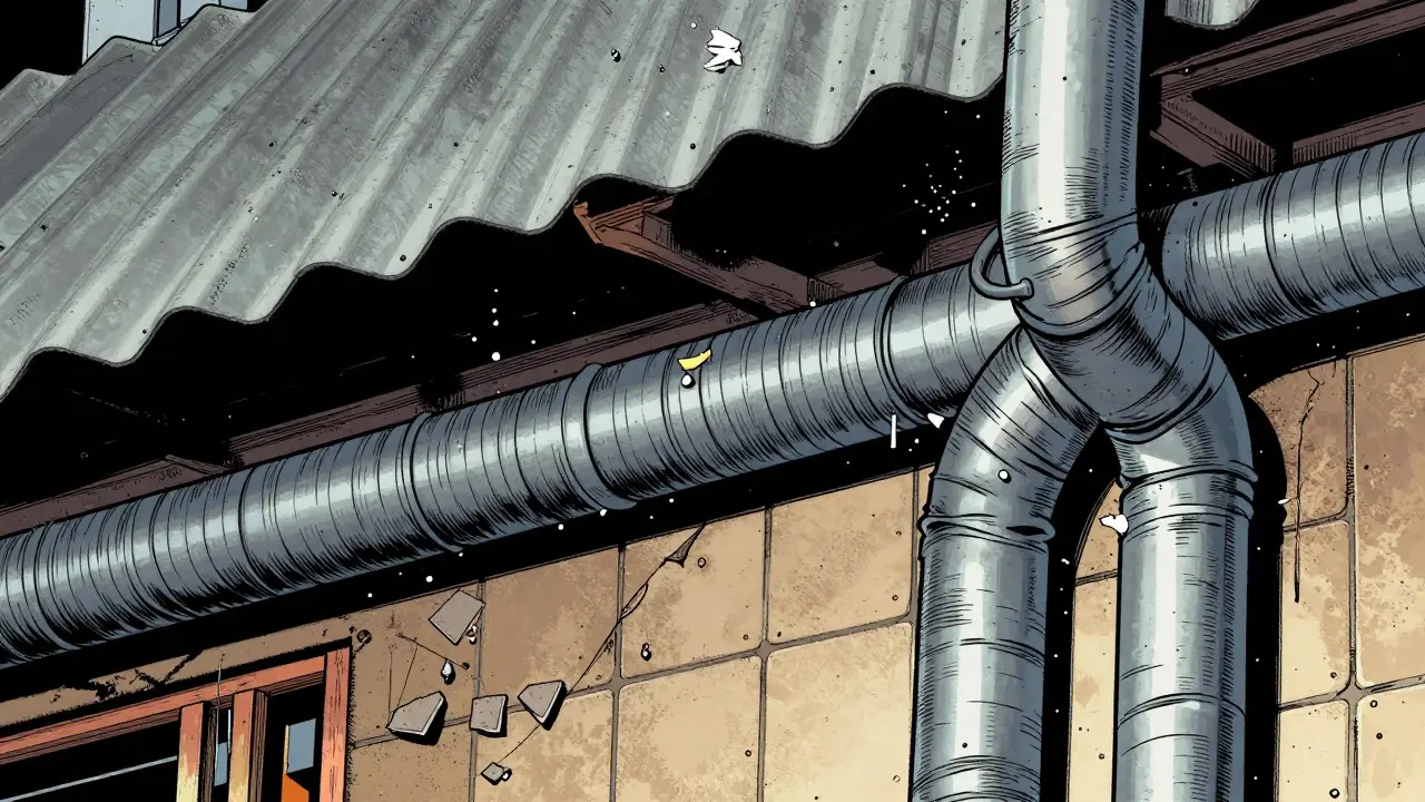 Illustration of hidden construction materials like pipes and tiles in a wall