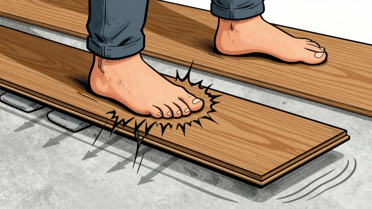 Illustration zu Trittschall und Wärmeleitfähigkeit bei verschiedenen Bodenverlegemethoden