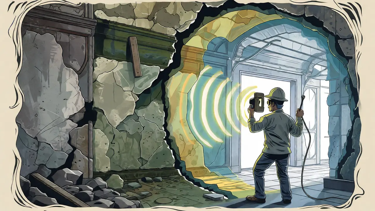 Laserscan enthüllt historische Schichten einer alten Wand