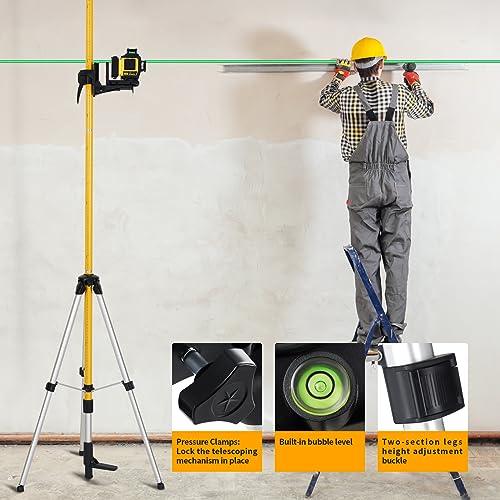 Firecore Laser Teleskopstange 3.7m/12ft, Laser Stativ mit 1/4"-20 Außengewinde ＆5/8"-11 Gewindeadapter, Laserhalterung für Rotationslaser ＆Linienlaser, verstellbare Laser-Montagestange- FLP370C – Bild 3