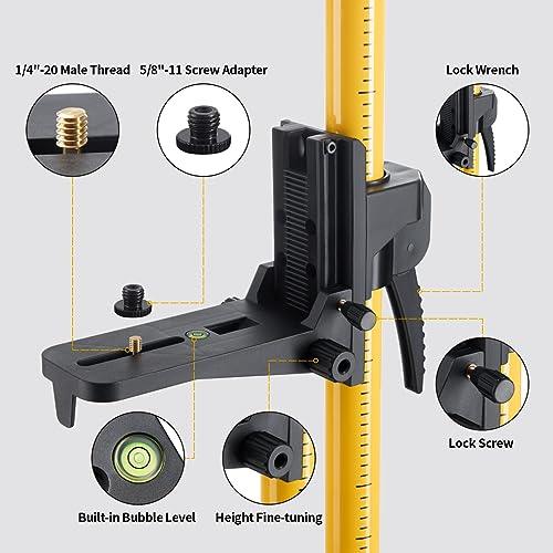 Firecore Laser Teleskopstange 3.7m/12ft, Laser Stativ mit 1/4"-20 Außengewinde ＆5/8"-11 Gewindeadapter, Laserhalterung für Rotationslaser ＆Linienlaser, verstellbare Laser-Montagestange- FLP370C – Bild 4