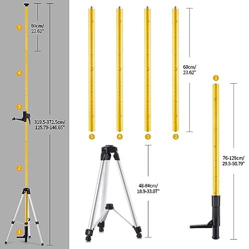 Firecore Laser Teleskopstange 3.7m/12ft, Laser Stativ mit 1/4"-20 Außengewinde ＆5/8"-11 Gewindeadapter, Laserhalterung für Rotationslaser ＆Linienlaser, verstellbare Laser-Montagestange- FLP370C – Bild 7