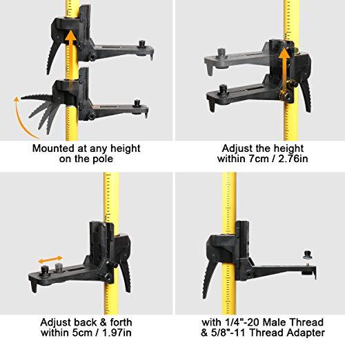 Huepar Laser Teleskopstange 3,7m/12ft für Rotationslaser und Kreuzlinienlaser, Lasermontagestange mit Stativ, Einstellbare Halterung mit 1/4"-20 Außengewinde und 5/8"-11 Gewindeadapter - LP36 – Bild 6